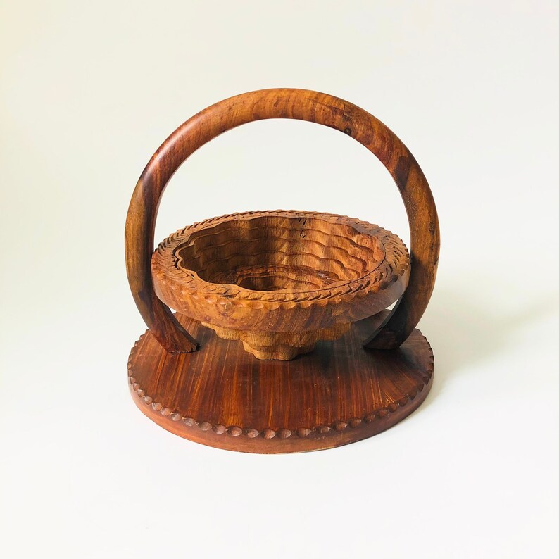 Folding Carved Wood Bowl image 1