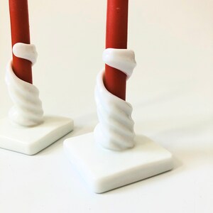 Milk Glass Spiral Candle Holders Set of 2 image 4