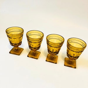 Amber Wine Goblets by Indiana Glass Set of 4 image 3