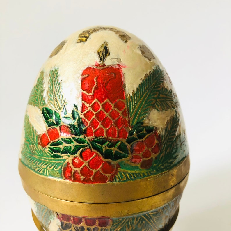 Cloisonne Brass Egg Box on Stand image 3