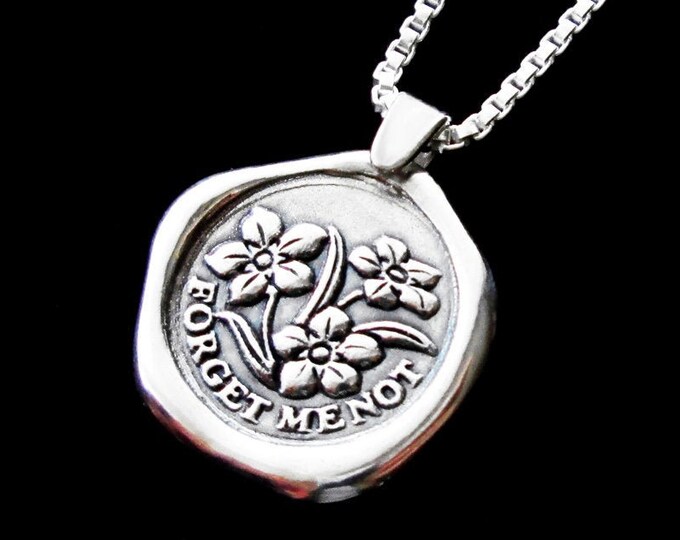 Me Not Necklace Sterling Silver Wax Seal Jewelry Etsy