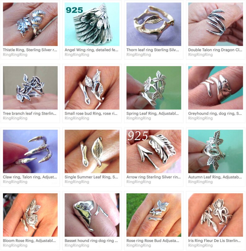 Claw ring Unique Sterling Silver Jewelry Adjustable ring Sterling silver ring Talon ring unique bird ring Dragon Not spoon rings R-025