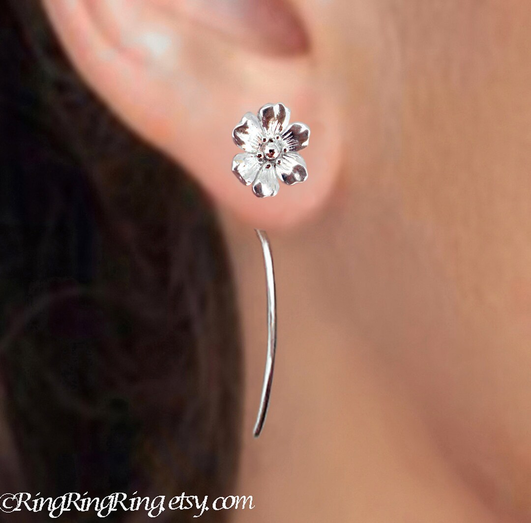 Anemone Flower Earrings Sterling Silver Earrings Jewelry - Etsy