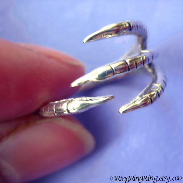 Claw ring Unieke Sterling Zilveren Sieraden Verstelbare ring Sterling zilveren ring Talon ring unieke vogelring Dragon Niet lepel ringen R-025
