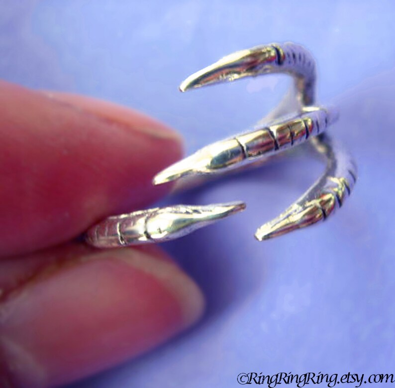 Claw ring Unique Sterling Silver Jewelry Adjustable ring Sterling silver ring Talon ring unique bird ring Dragon Not spoon rings R-025