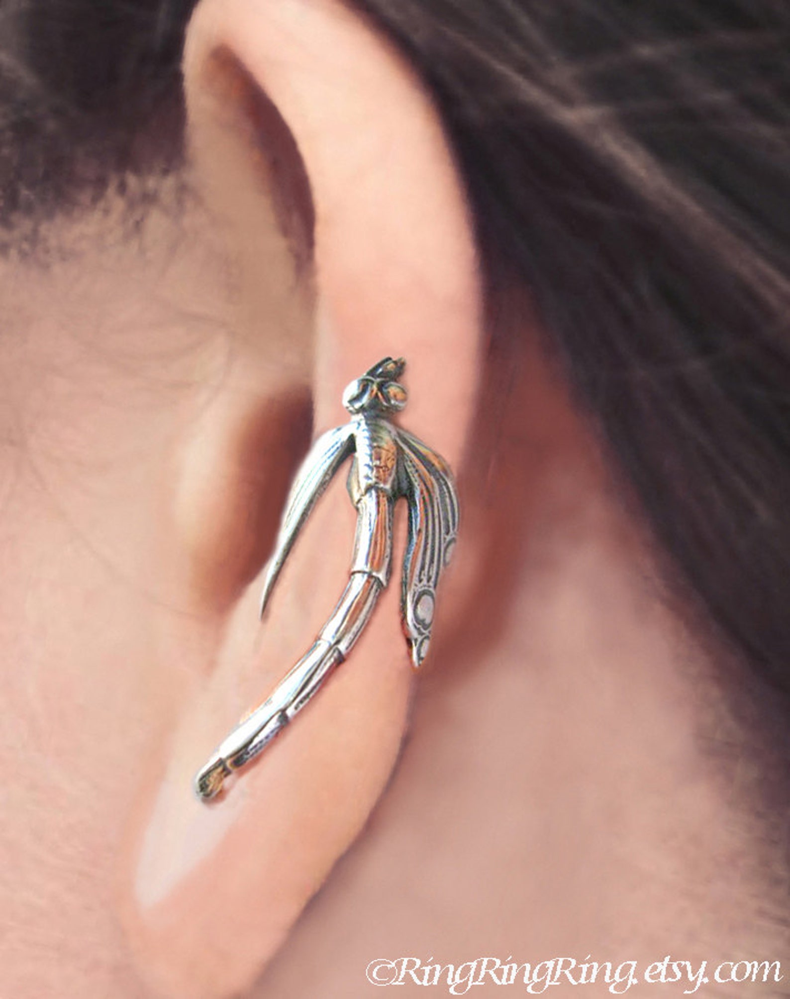 Dragonfly Ear Cuff Sterling Silver Earrings Dragonfly Jewelry Etsy