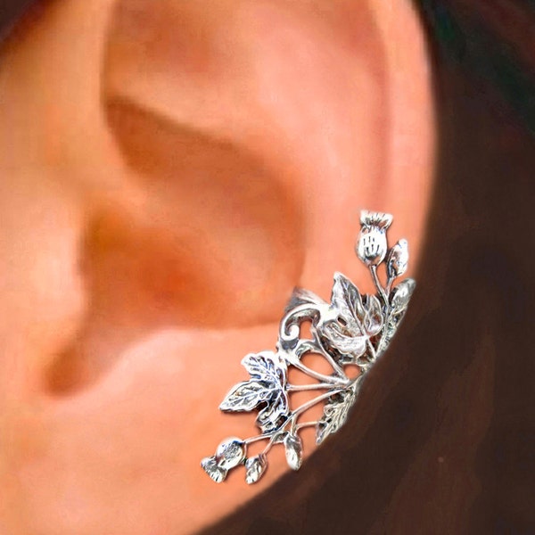 Scottish Thistle Ear Cuffs Sterling Silver Earrings Thistle jewelry Thistle earrings Sterling silver ear cuff ear clip non Pierce 244-240 -