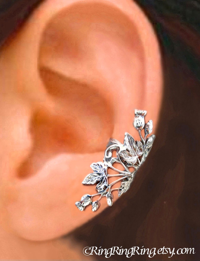 Scottish Thistle ear cuffs Sterling Silver earrings Thistle jewelry Thistle earrings Sterling silver Ear Cuff ear clip C-244240 AA
