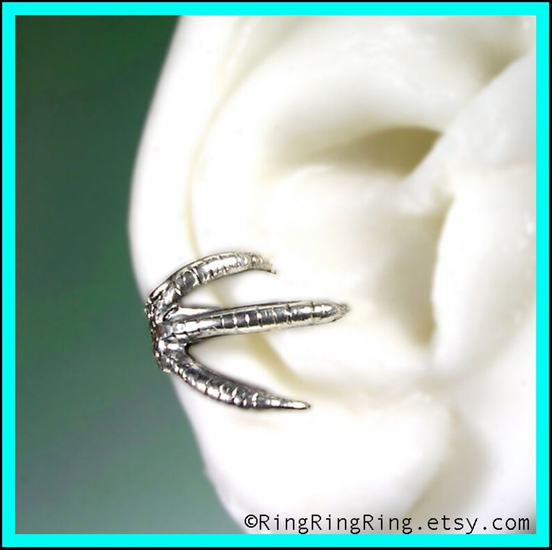 Talon Claw ear cuffs Sterling Silver earrings Claw jewelry handmade Claw earrings Sterling silver Ear Cuff men & women dragon ear clip C-150 image 3