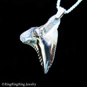 Shark tooth necklace No.2 Sterling Silver Shark tooth pendant Shark tooth Silver necklace for men & women Jewelry handmade Fathers day N-320 image 1