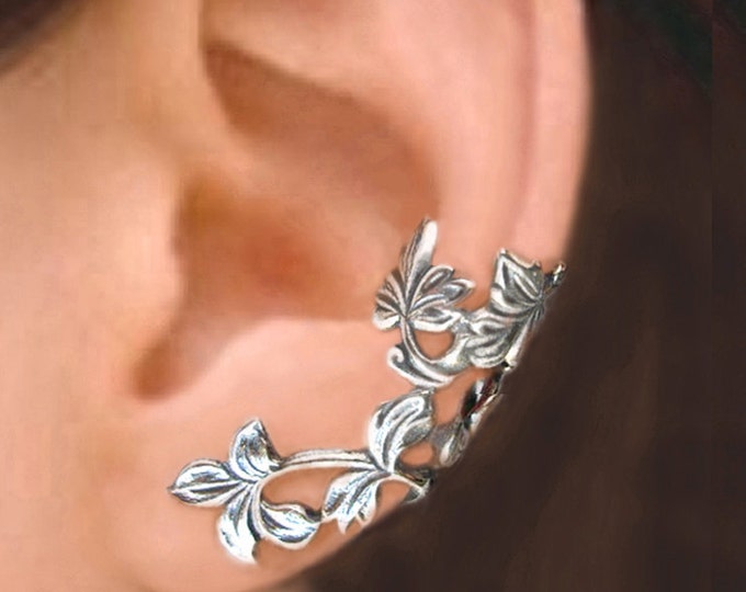 Spring Leaf Ear Cuffs Sterling Silver Earrings Sterling Silver Ear Cuff