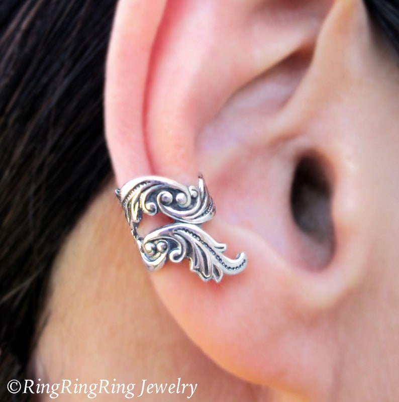 Dancing Feather ear cuffs No.2 Sterling Silver Ear Cuff Etsy
