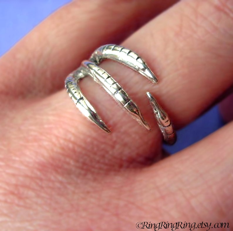 Claw ring Unique Sterling Silver Jewelry Adjustable ring Sterling silver ring Talon ring unique bird ring Dragon Not spoon rings R-025