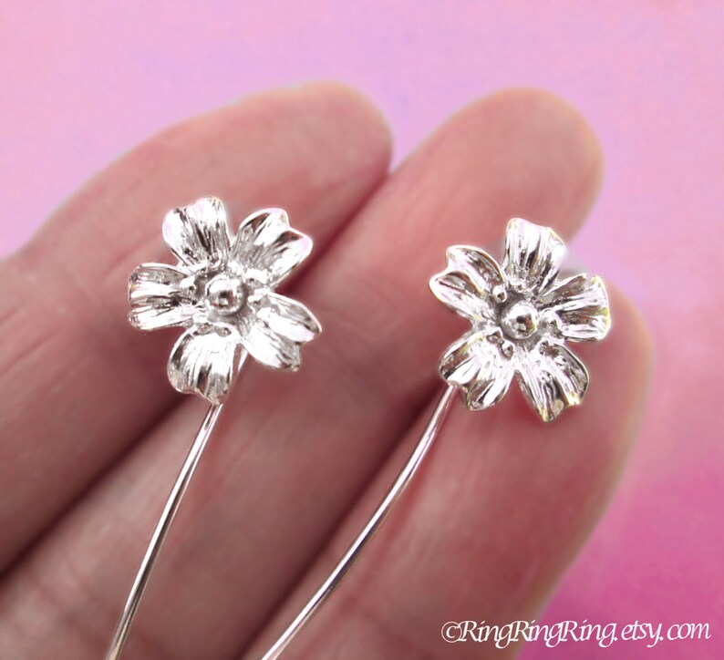 Cherry Blossom flower earrings sterling silver earrings Etsy