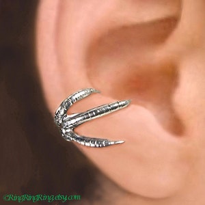 Talon Claw ear cuffs Sterling Silver earrings Claw jewelry handmade Claw earrings Sterling silver Ear Cuff men & women dragon ear clip C-150 image 1