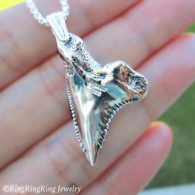 Shark tooth necklace No.2 Sterling Silver Shark tooth pendant Shark tooth Silver necklace for men & women Jewelry handmade Fathers day N-320 image 2