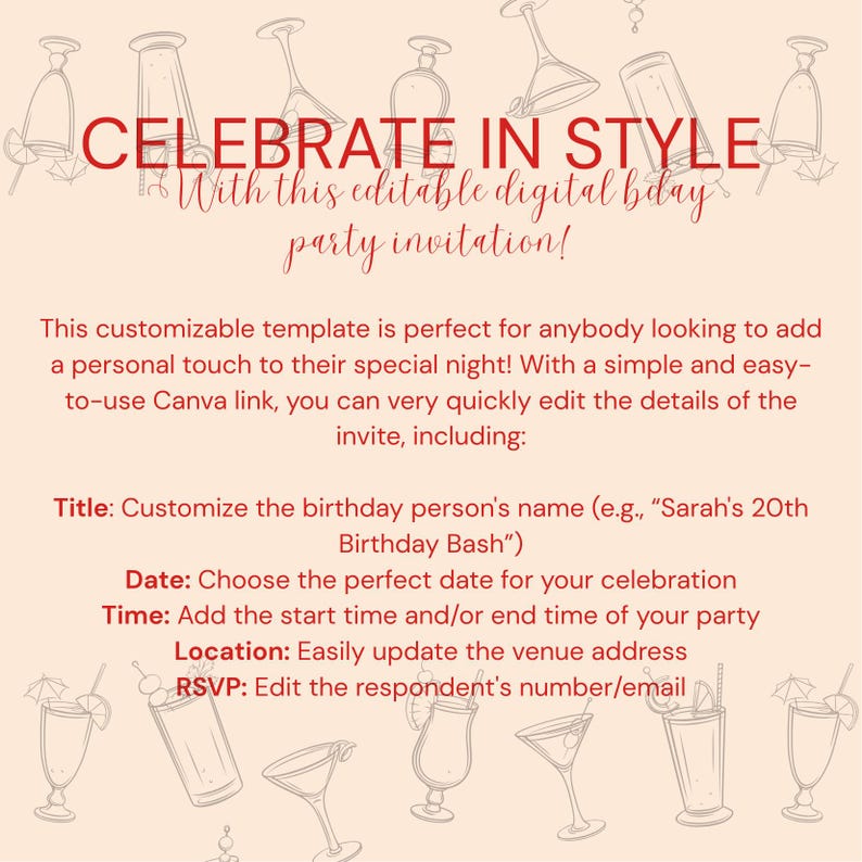 Birthday Invitation: Customizable Canva Template (digital Download) - Etsy
