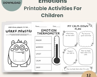 Emotions Printable Activities for Kids | Feelings Worksheets, Calm Down Corner, SEL & Anxiety Support PDF