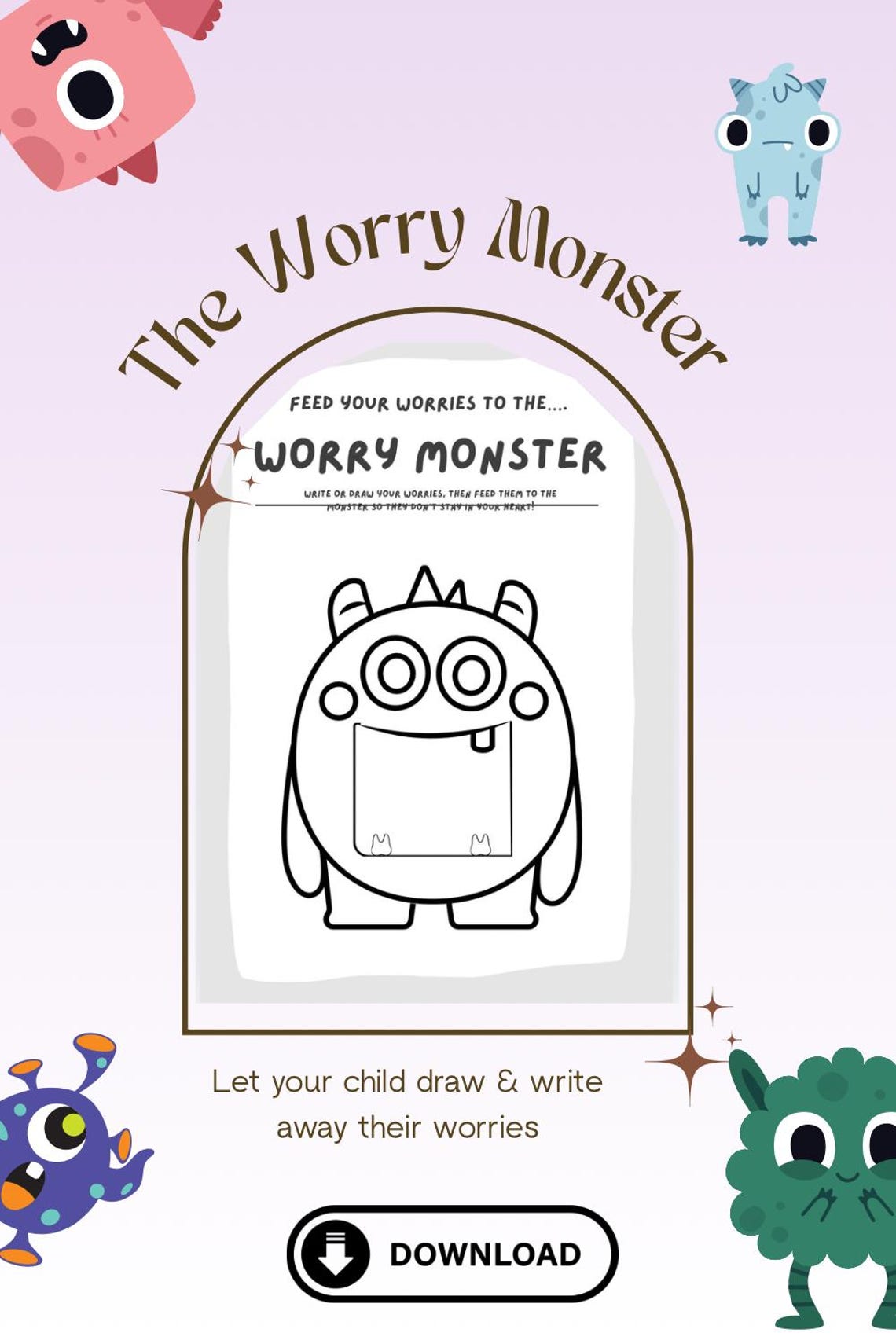 Worry Monster Coloring Page ??? Printable for Kids to Express and Release ...