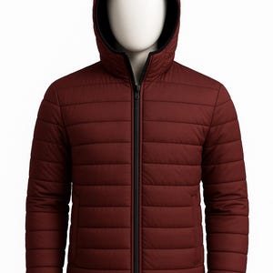 Custom Logo Men’s Puffer Jacket – Waterproof Winter Coat with Hood – Windproof Warm Outerwear