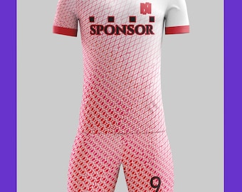 Soccer Jersey Mockup PSD: Red & White Football Kit Template