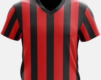 Red and Black Soccer Jersey Mockup: Editable Football Uniform (PSD)