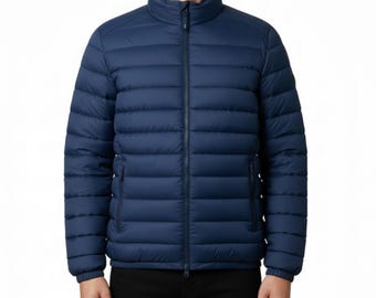Navy Blue Puffer Jacket: Lightweight Quilted Winter Coat
