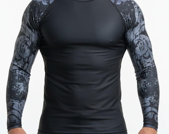 Men's Long Sleeve BJJ Rash Guard: Compression Fit, UV Protection