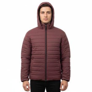 Custom Logo Men’s Puffer Jacket – Waterproof Winter Coat with Hood – Windproof Warm Outerwear