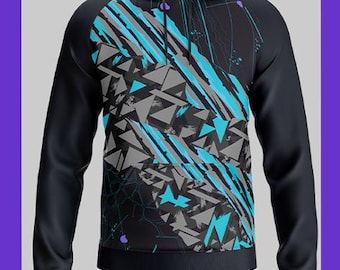 Black & Teal Abstract Hoodie Mockup: Streetwear PSD Template