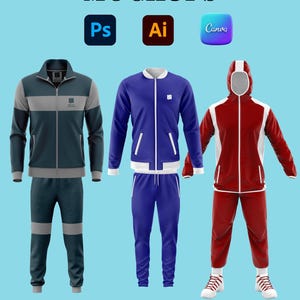 Fashion Design Tech Pack Mockup und Templates für Trainingsanzüge und Hoodies