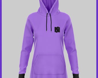 Purple Pullover Hoodie Mockup: Women's PSD Template