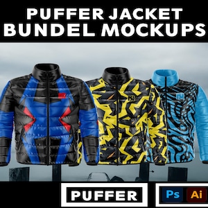 Unisex Puffer Jacket Mockup: Winter Coat PSD Template