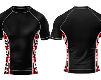 Black Poker Theme Rash Guard Mockup  Playing Card Suits Sports  Editable Gym Shirt Template,