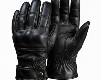 Men's Black Genuine Leather Winter Gloves with Warm Lining – Driving Motorcycle Biker Style