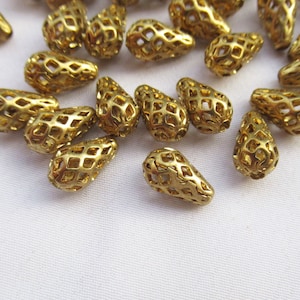 20pcs Teardrop beads 6x10mm Raw Brass Hollow Beads Loose Beads s128
