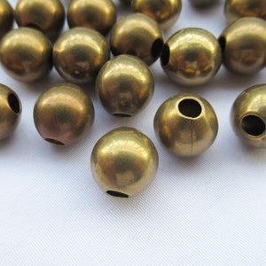 30pcs Hollow Brass Ball Bead 10mm 3mm Hole Round Spacer s118-2