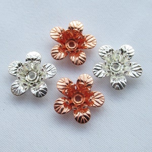 15pcs Brass Flower 11mm Plated Filigree Flower in Silver Copper Color DIY Crafts - Pick