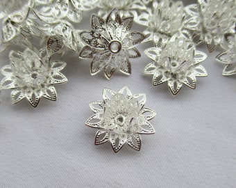 3pcs Lotus 27mm Plated Brass Filigree Flower Silver KC Gold Color Pick