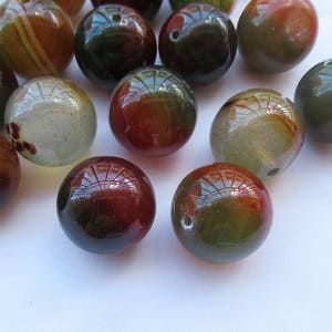 6pcs Peacock Agate Beads 18mm Nautral Gemstone Beads Round Spacer g036