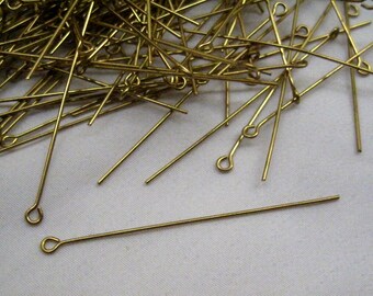 Brass Base Pins 3300C Brooch Pin 60x1mm 30 Pieces Raw Brass Nail Pin
