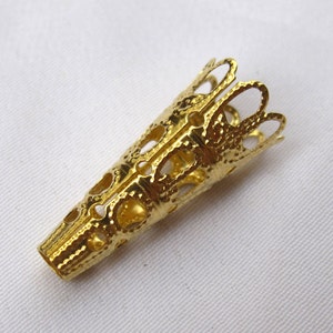 15pcs Long Filigree Bead Cap Brass Beadcap Raw Brass Findings DIY Crafts ca016