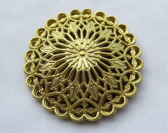 10pcs Round Brass Filigrees 37mm Large Flower Bead Caps bf308