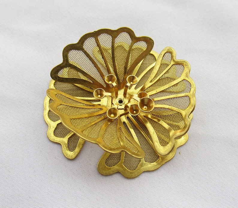 2 pcs Brass Filigree Flower 42mm Handmade Findings f142