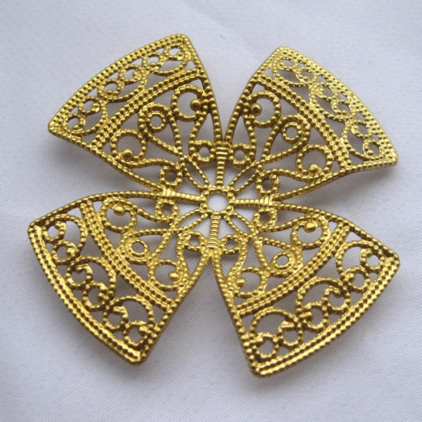 6pcs Heart Brass Filigree Findings 53mm Round DIY Crafts Supplies Ribbon bf175