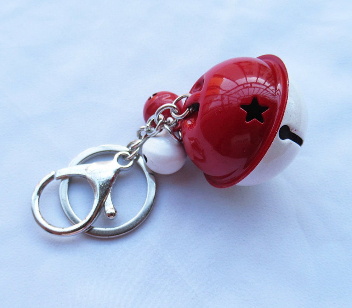 Two Tone Jingle Bell Keychain Silver Clasp & Split Ring Bell Etsy