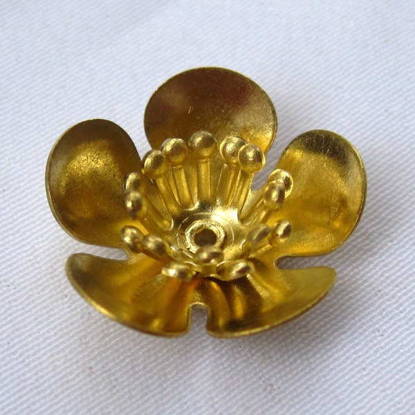 10 pcs Golden Flower Filigree Raw Brass 16mm Findings DIY Crafts Supplies f070