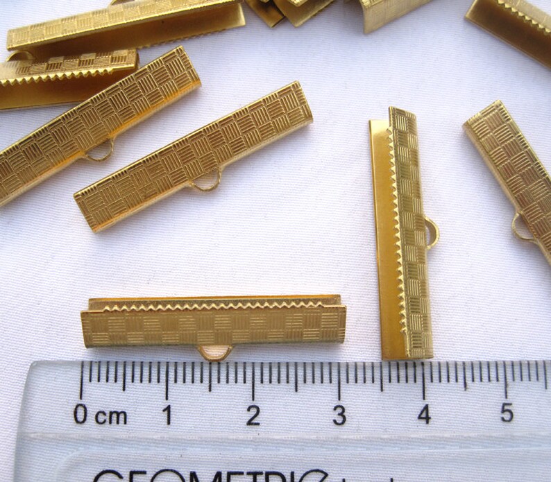 10pcs Textured Crimp Clasps Brass End Clip for Leather Cord Etsy