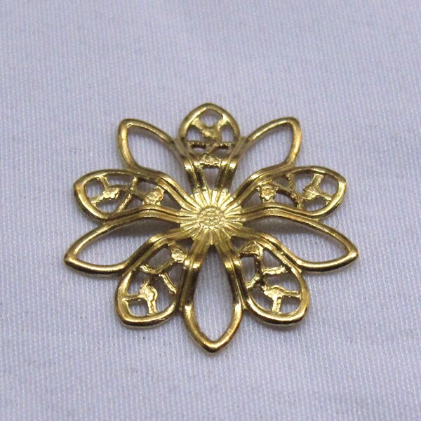 15pcs 19.5mm Flower Filigree Raw Brass Gold Metal Supplies Fashion Design bf060