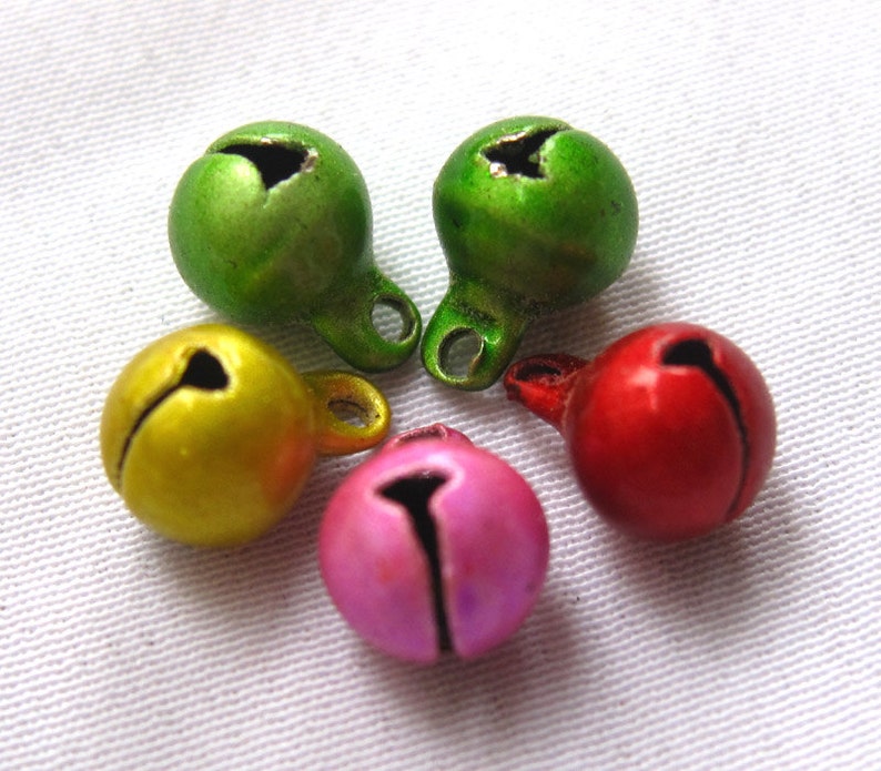 50pcs Jingle Bells in Plastic Beads Tiny End Charm for Etsy